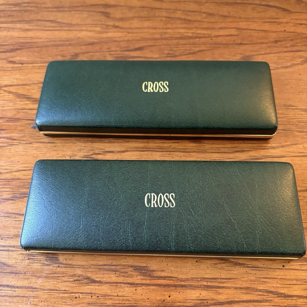 Vintage Cross Pen Cases ONLY Green Gold - Empty NO PENS